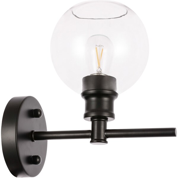 Collier One Light Black And Clear Glass Wall Sconce